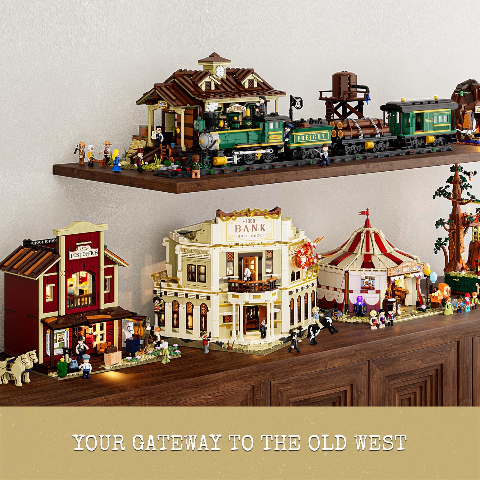 Lumibricks Western Bank Heist Lighting Building-Bricks Set - Wild West Outlaw Gold Heist 2875 Pcs Collection Display Set for West Lovers - Image 6