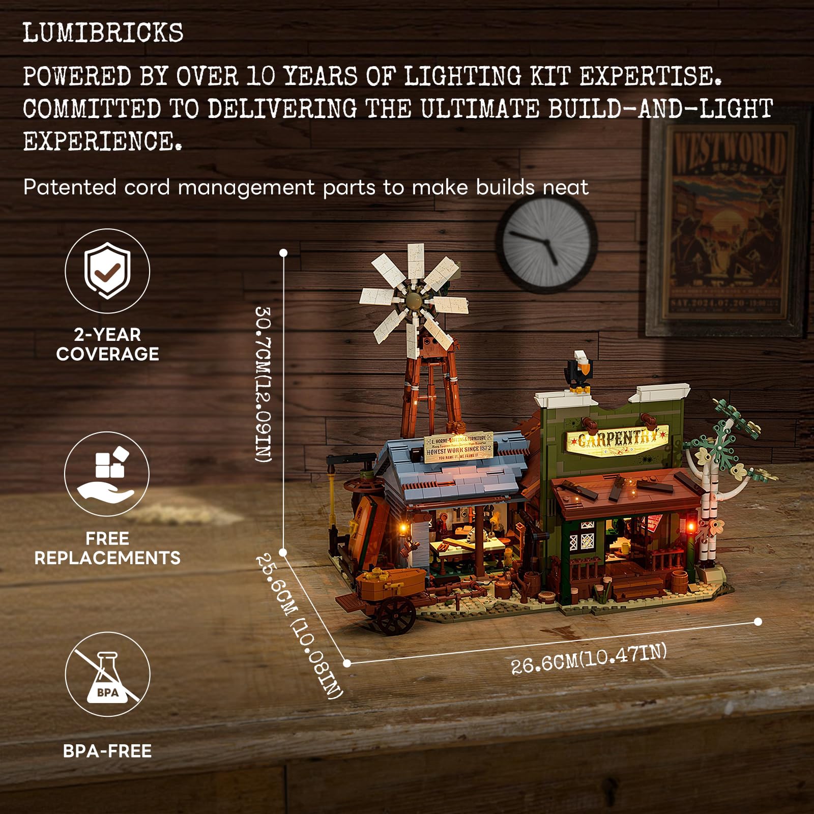 Lumibricks Western Carpentry Workshop Lighting Building Bricks Set - 1832 Pcs The Old West Blacksmith-Shop Light Construction Building Model Set for Adults and West Lovers - Image 6