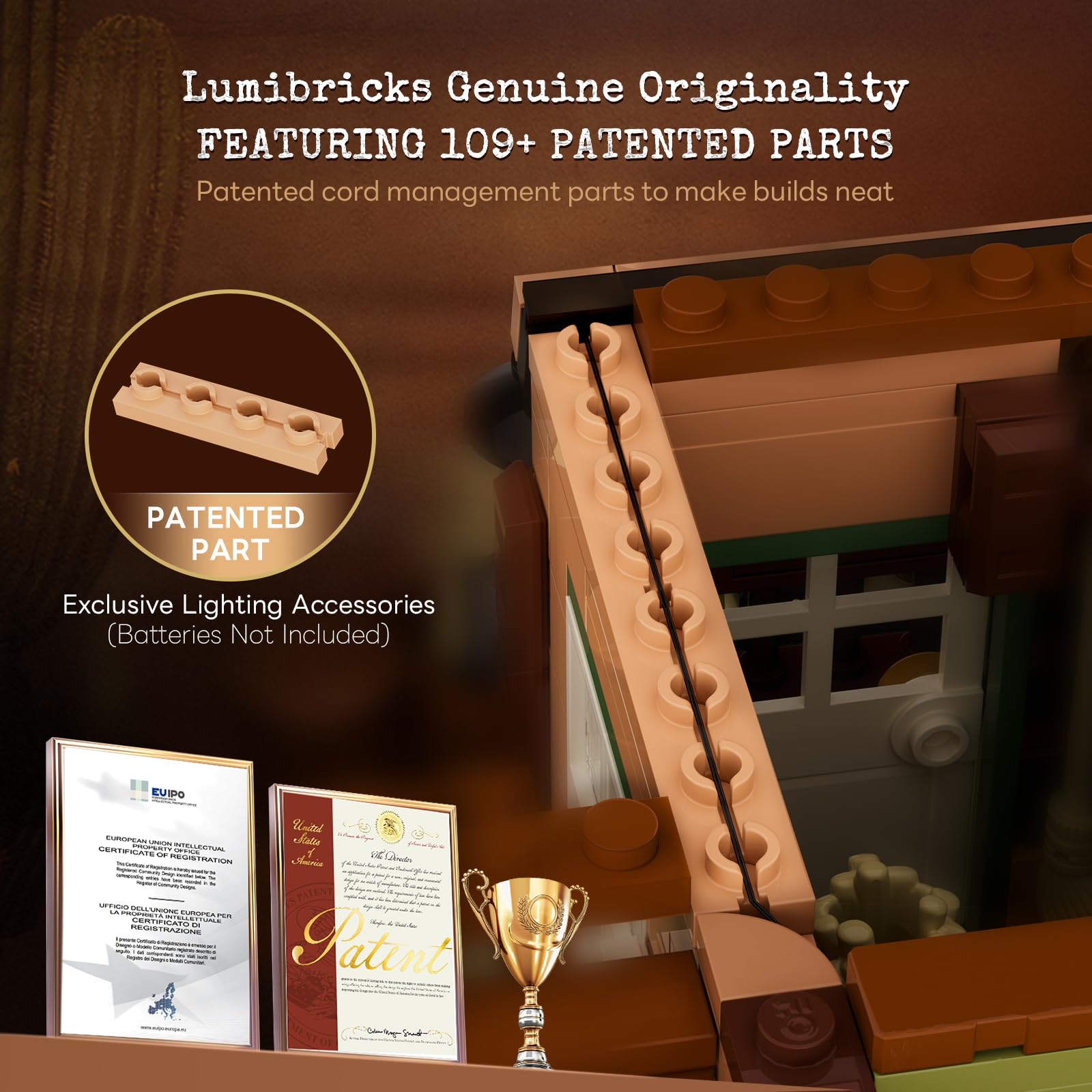 Lumibricks Western-Inn Lighting-Building-Bricks Set - 2682 Pcs The Old West Inn Light Construction Hotel Building Model Set for Adults and West Lovers - Image 7