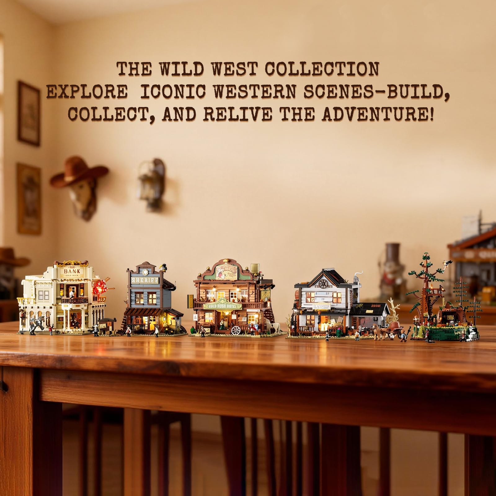 Lumibricks Western-Inn Lighting-Building-Bricks Set - 2682 Pcs The Old West Inn Light Construction Hotel Building Model Set for Adults and West Lovers - Image 8