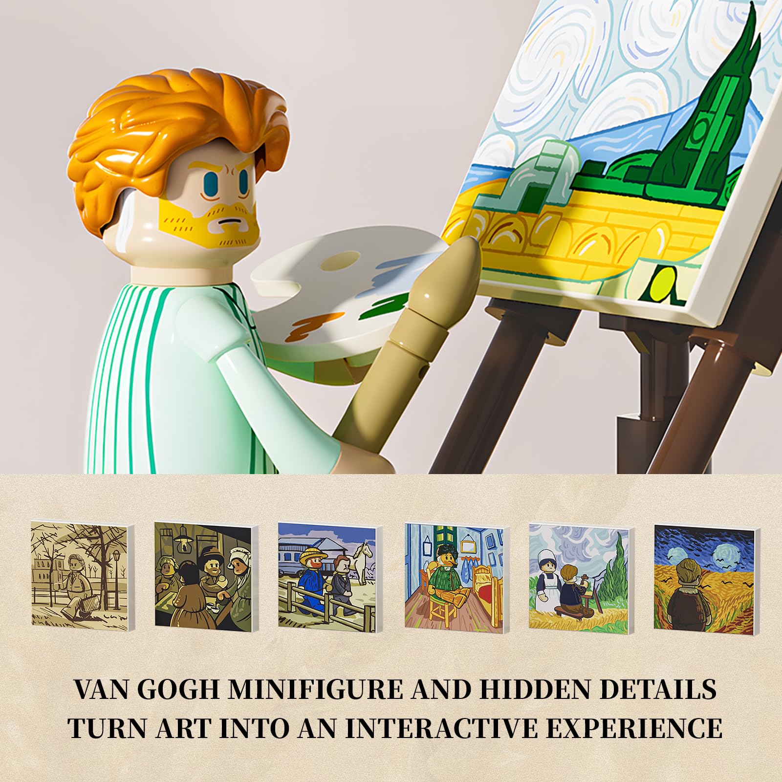 Lumibricks Wheat Field with Cypresses Building Blocks Set with Lights - 3D Wall Art Home & Office Decor - Gift for Adults & Visual Art Lovers - Image 5