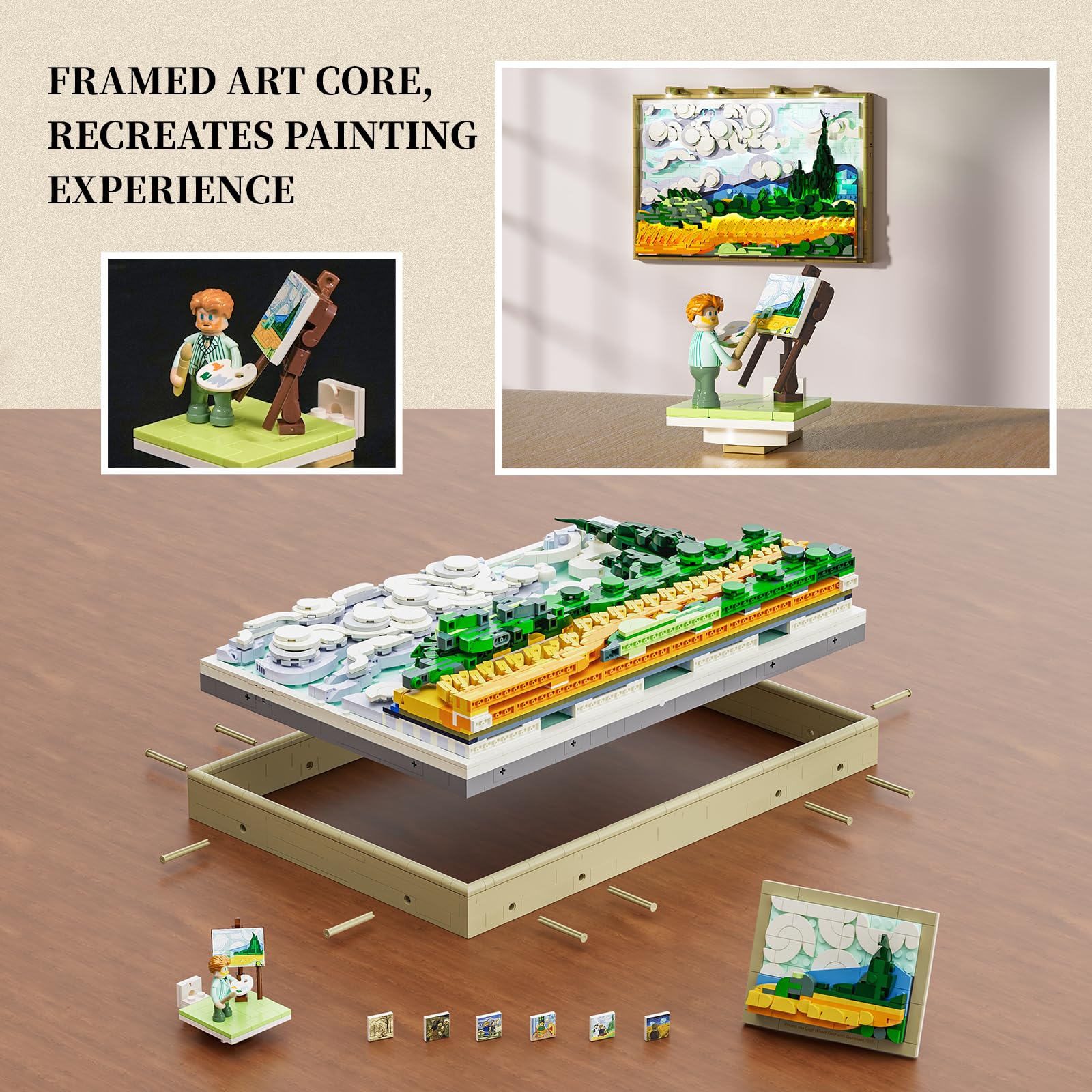 Lumibricks Wheat Field with Cypresses Building Blocks Set with Lights - 3D Wall Art Home & Office Decor - Gift for Adults & Visual Art Lovers - Image 6