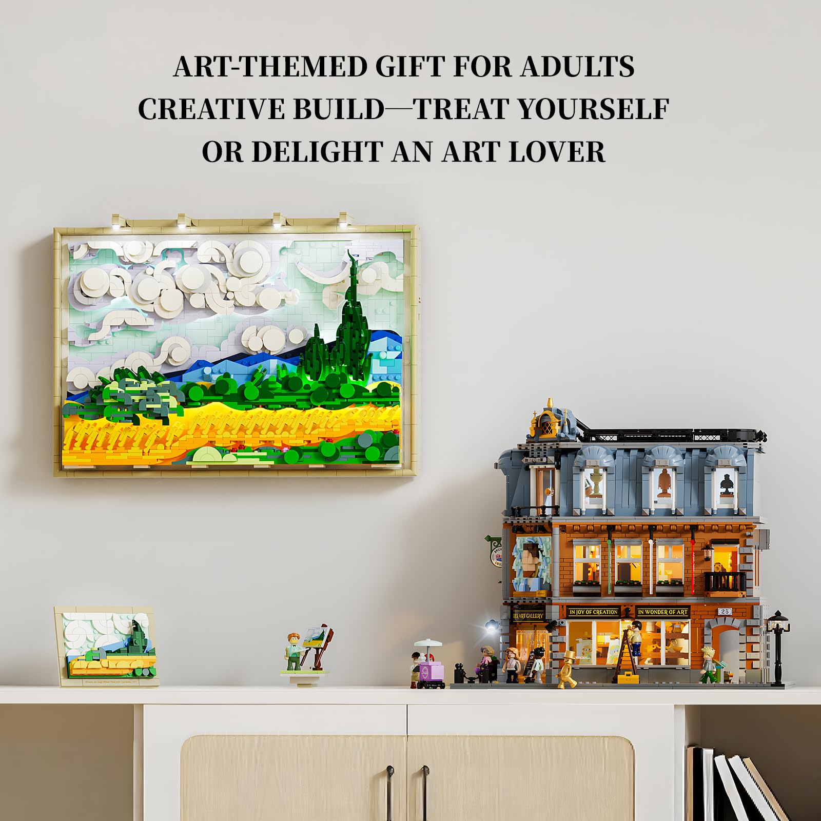 Lumibricks Wheat Field with Cypresses Building Blocks Set with Lights - 3D Wall Art Home & Office Decor - Gift for Adults & Visual Art Lovers - Image 8